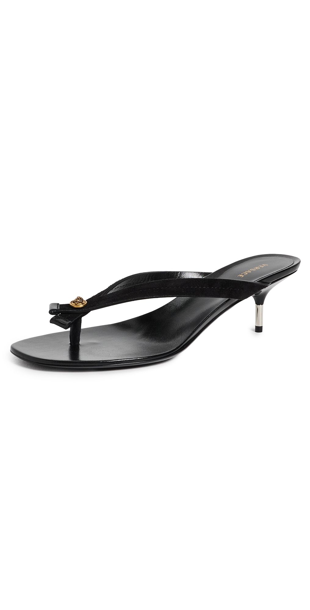 Versace Calf Leather Sandals Black/Gold 40