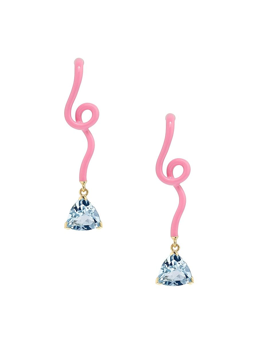 Women's You're So Vine Goldtone, Enamel & Blue Topaz Drop Earrings - Light Pink