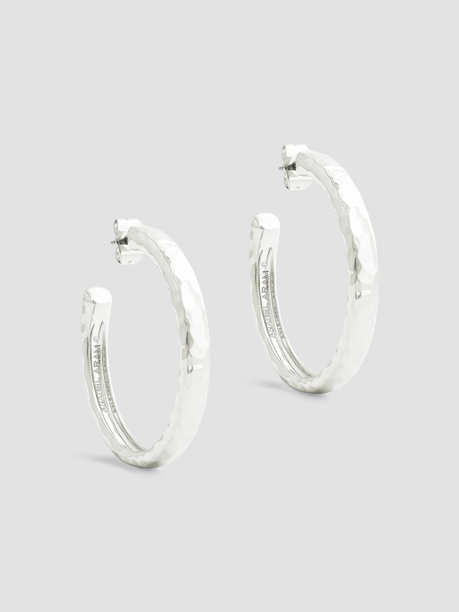 Anabel Aram Women's Farrier Sterling Silver-Plated & Cubic Zirconia Medium Hoop Earrings - Silver