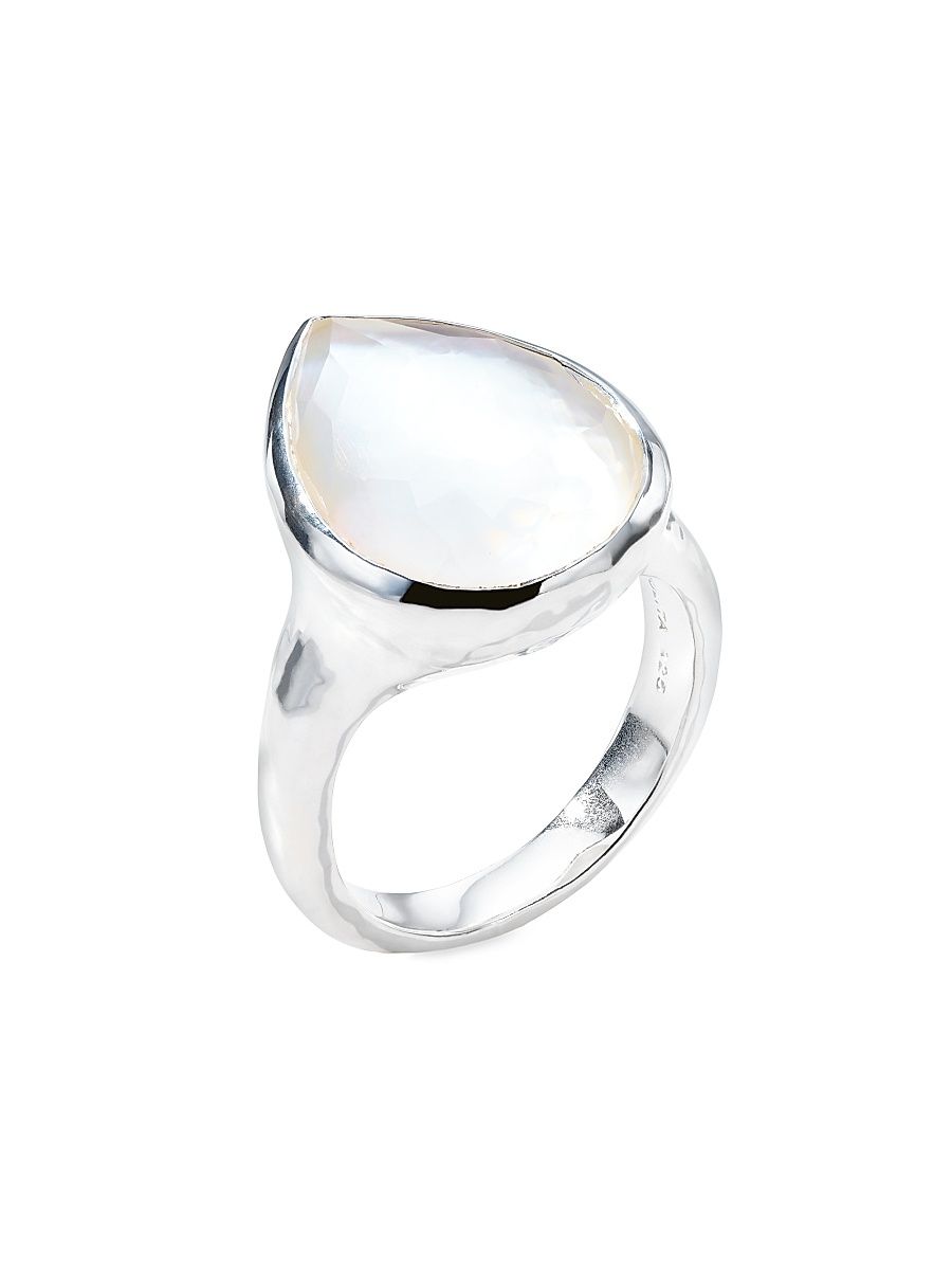 Women's Rock Candy Sterling Silver & Citrine Medium Teardrop Ring - Mother Of Pearl - Size 7