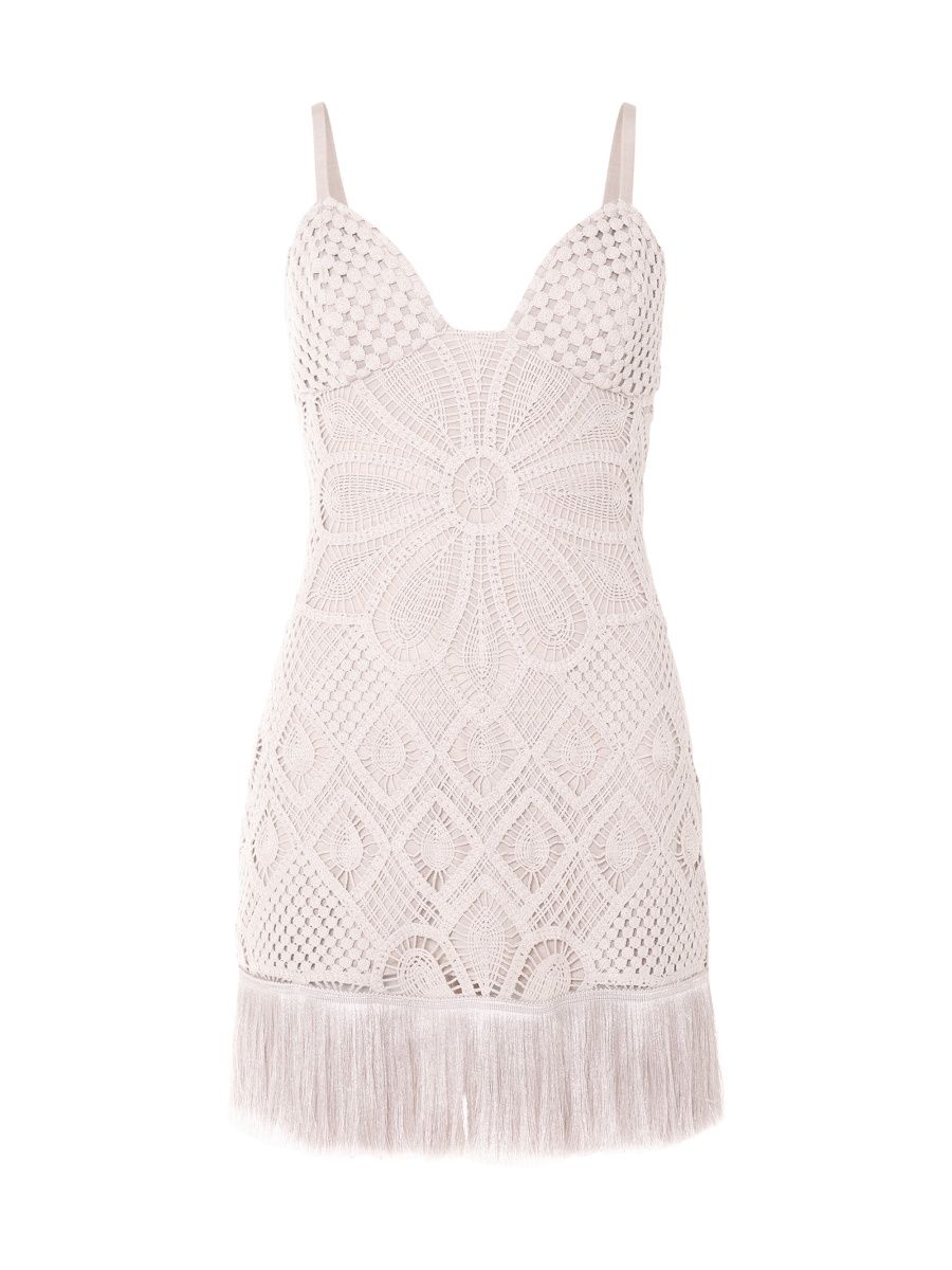PatBO Women's Flower Crochet Sweetheart Minidress - Beige - Size Small