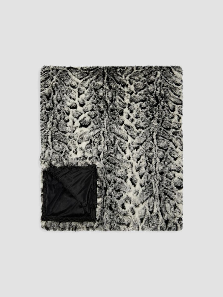 Gorski Fox-Print Faux-Fur Throw Blanket - Gray Snow Lprd