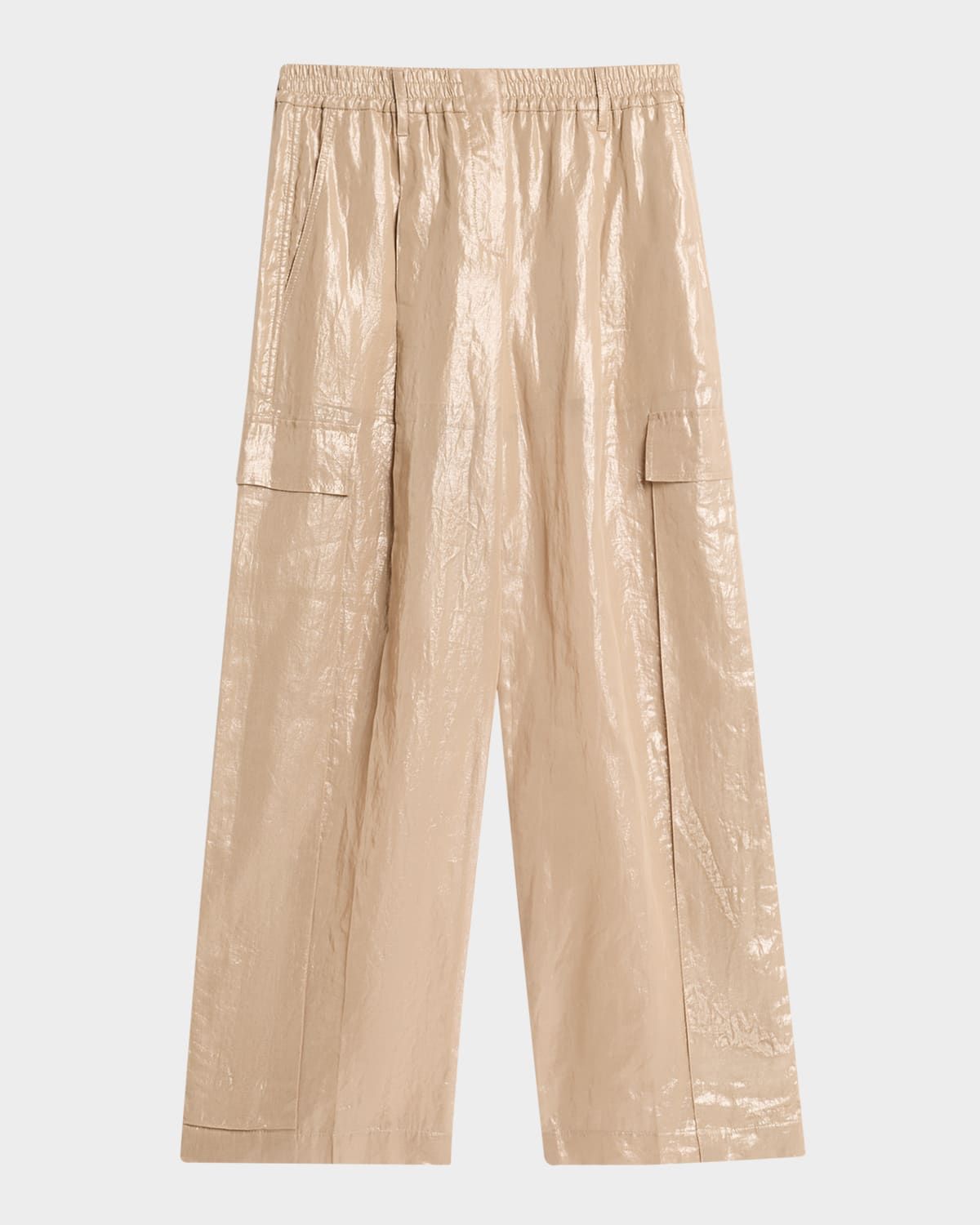 Metallic Cotton Gauze Wide-Leg Explorer Pants