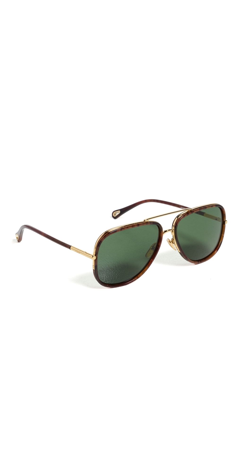 Chloé Tubolar Sunglasses Gold-Havana-Green One Size