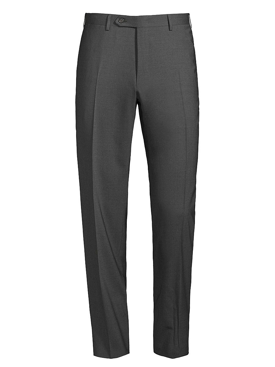 Men's Stretch-Wool Trousers - Charcoal - Size 38