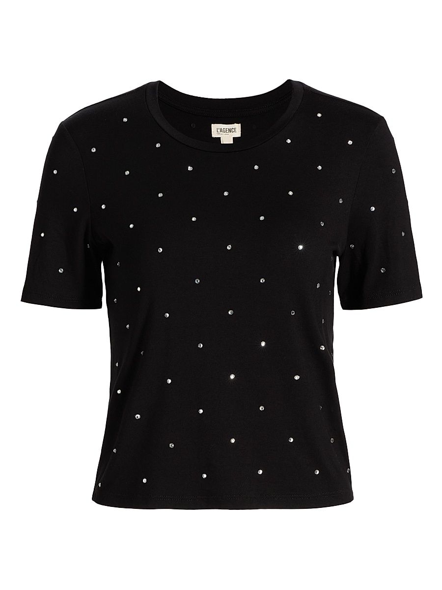 Women's Stormy Embellished T-Shirt - Black - Size XL