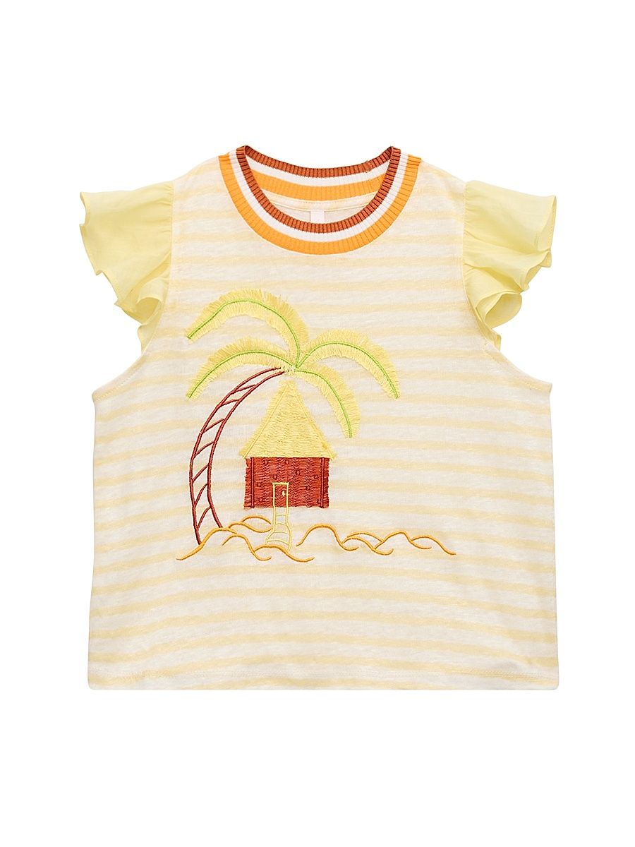 Little Girl's & Girl's Cascadian Embroidered Striped T-Shirt - Yellow - Size 12