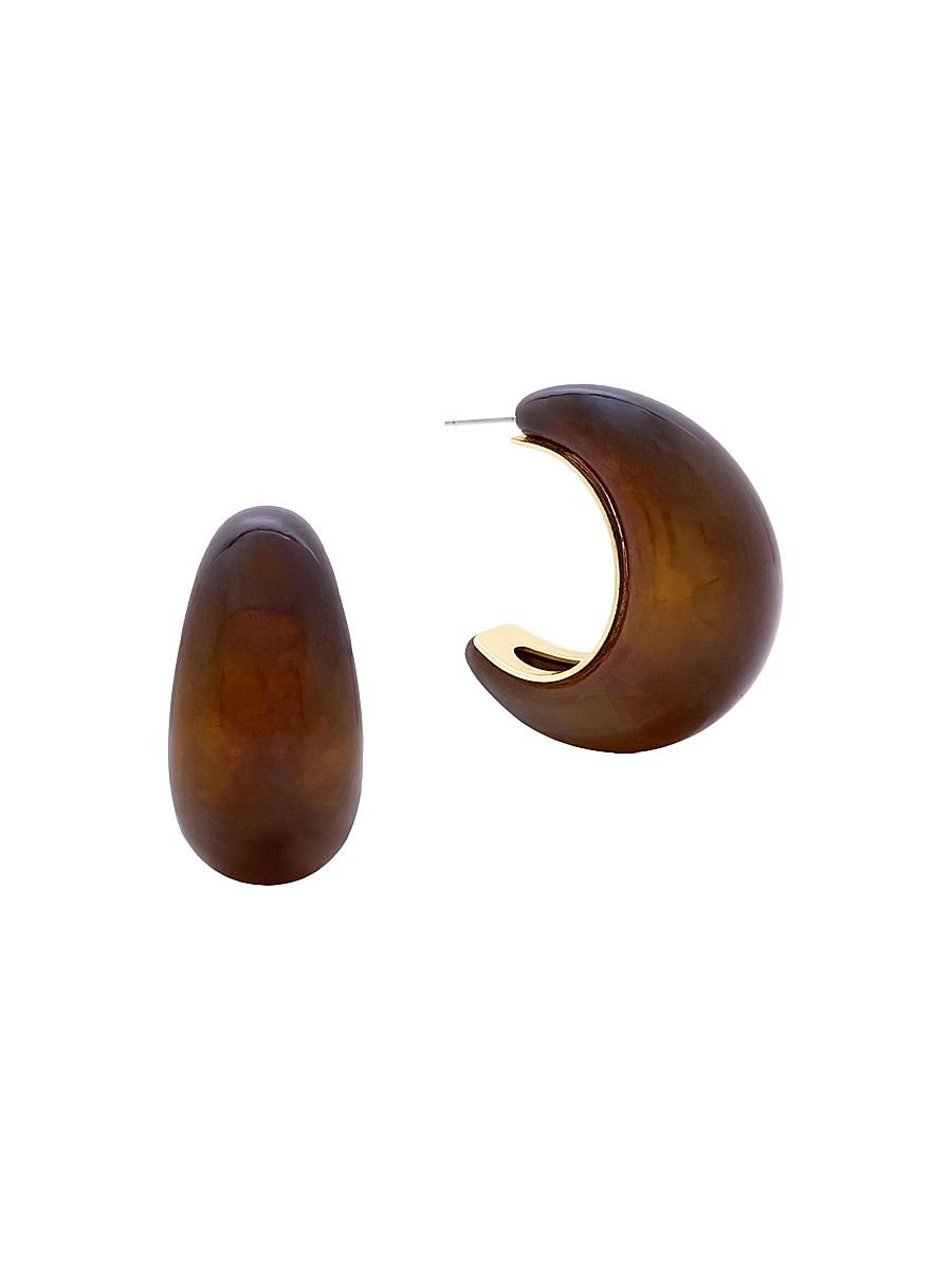 Women's Java 14K-Gold-Plated & Resin Domed Hoop Earrings - Gold