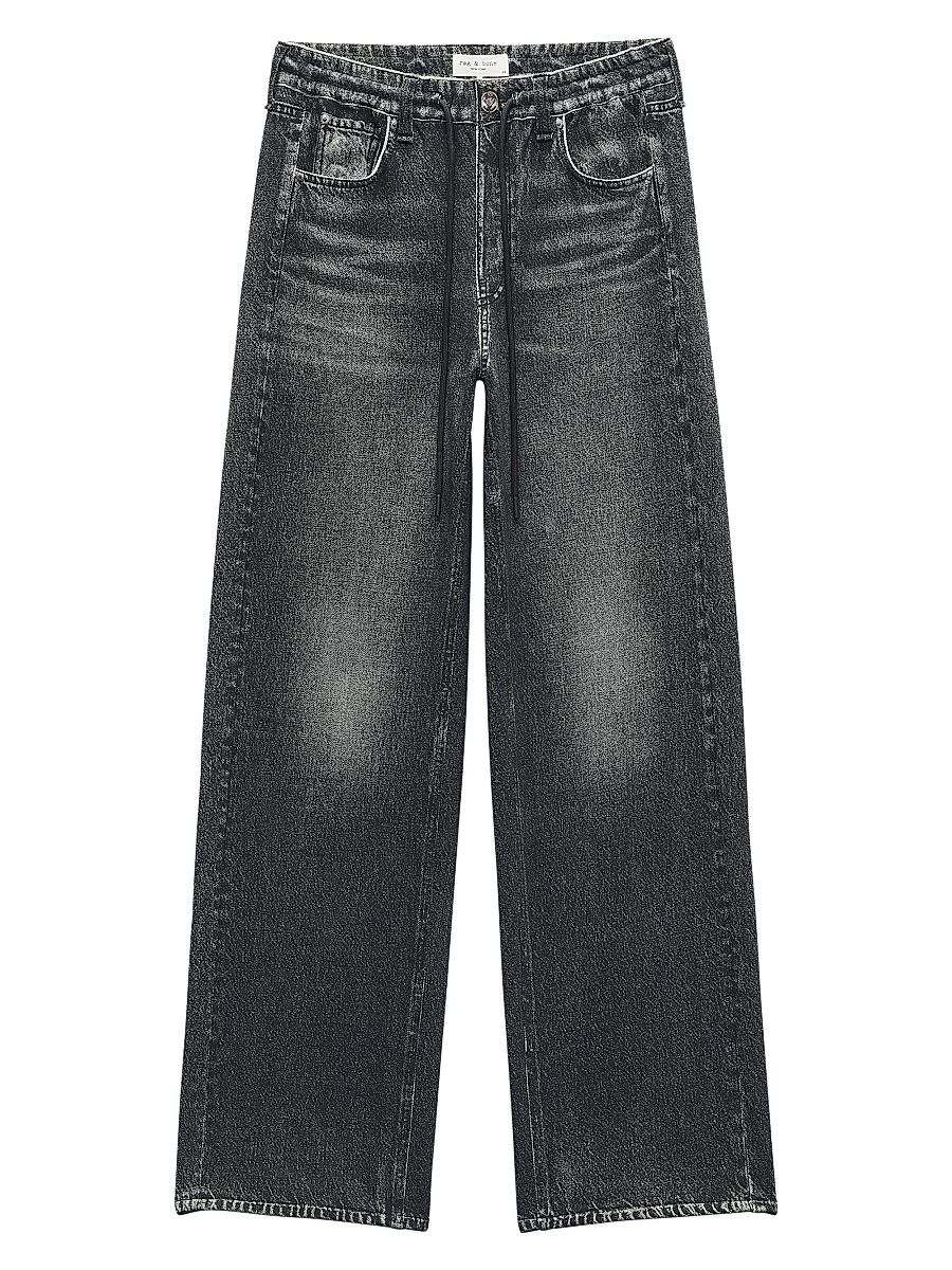 Women's Miramar Terry Wide-Leg Pants - Washed Black - Size Large