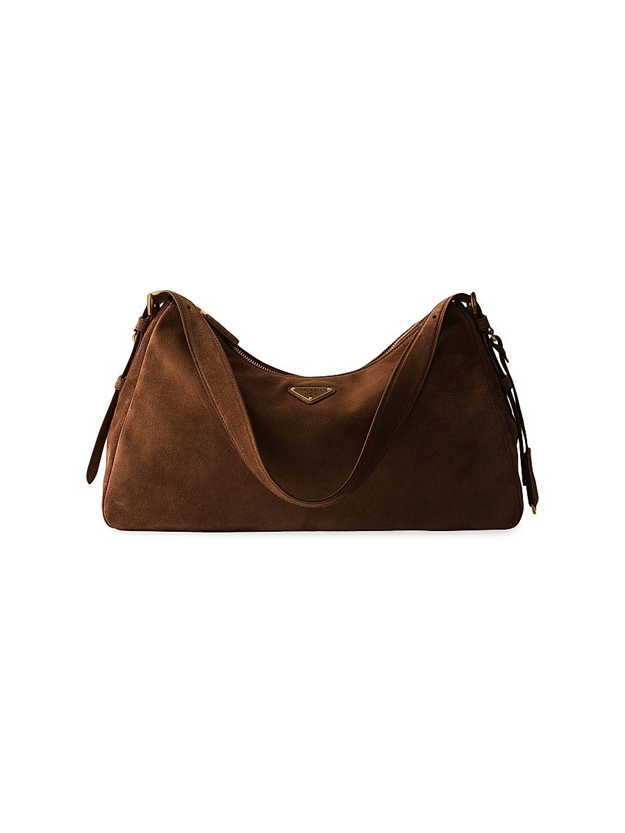 Women's Aimèe Large Suede Shoulder Bag - Brown