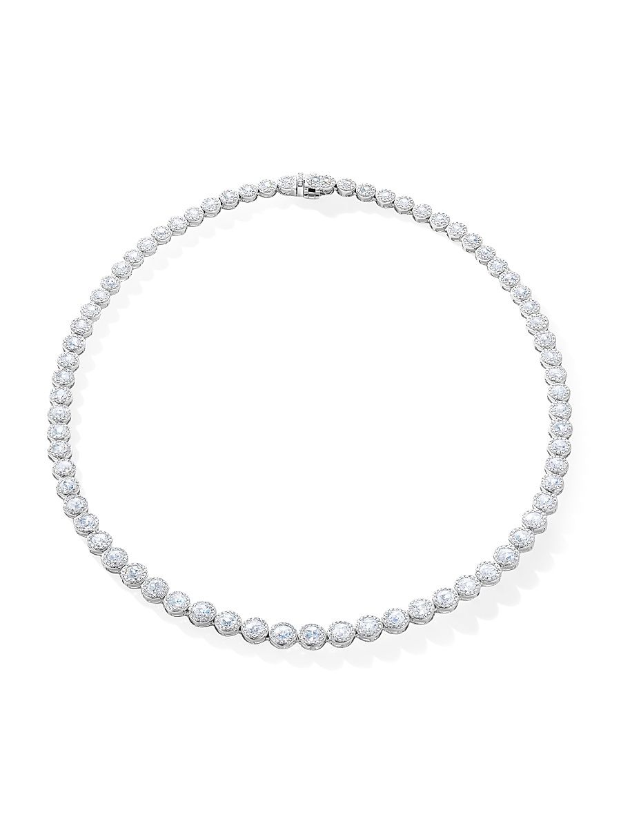 Women's Scallop 18K White Gold & 9.15 TCW Diamond Riviera Necklace - White Gold