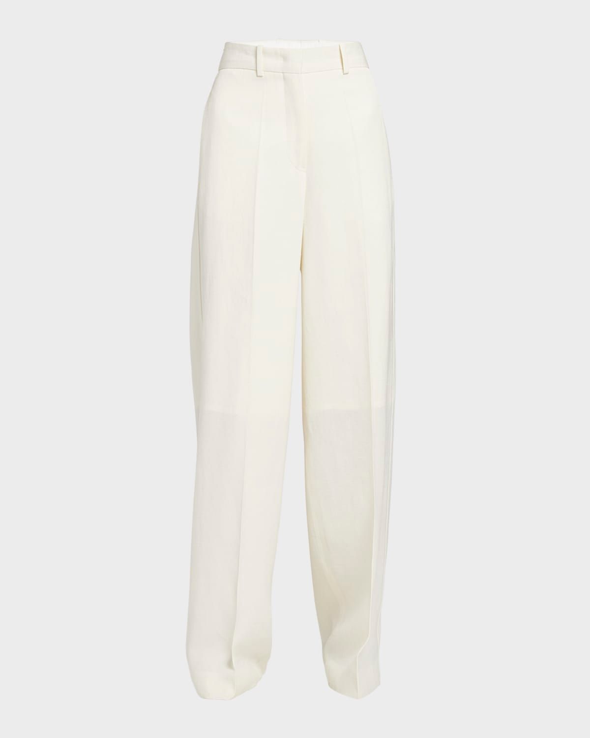 High-Rise Straight-Leg Silk-Blend Trousers