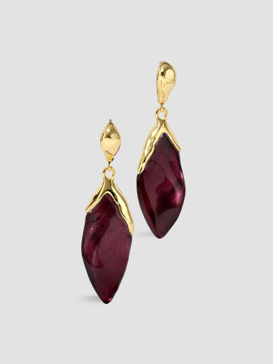 Alexis Bittar Women's Luminous 14K-Gold-Plated & Lucite Petal Drop Earrings - Black Cherry