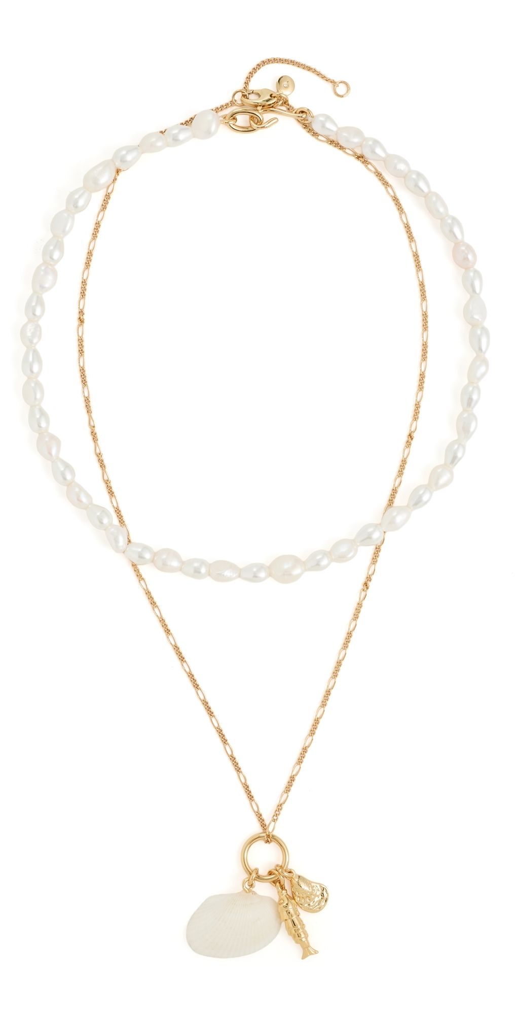 Madewell Madewell x Shopbop Two-Pack Beaded Shell Necklace Set Antique Gold One Size