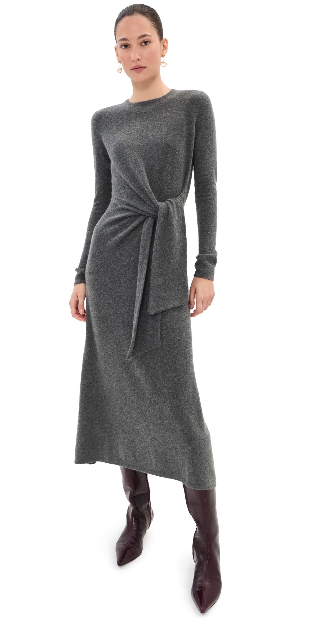 LE BOP Lizzie Cashmere Sweater Dress Charcoal Melange XS