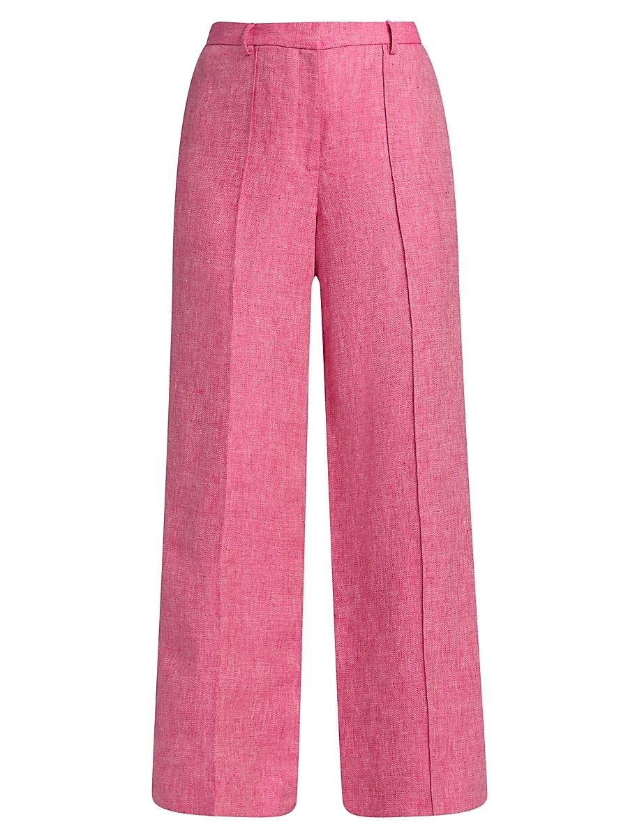 Women's The Kenna Linen Wide-Leg Trousers - Plum Rose - Size 16