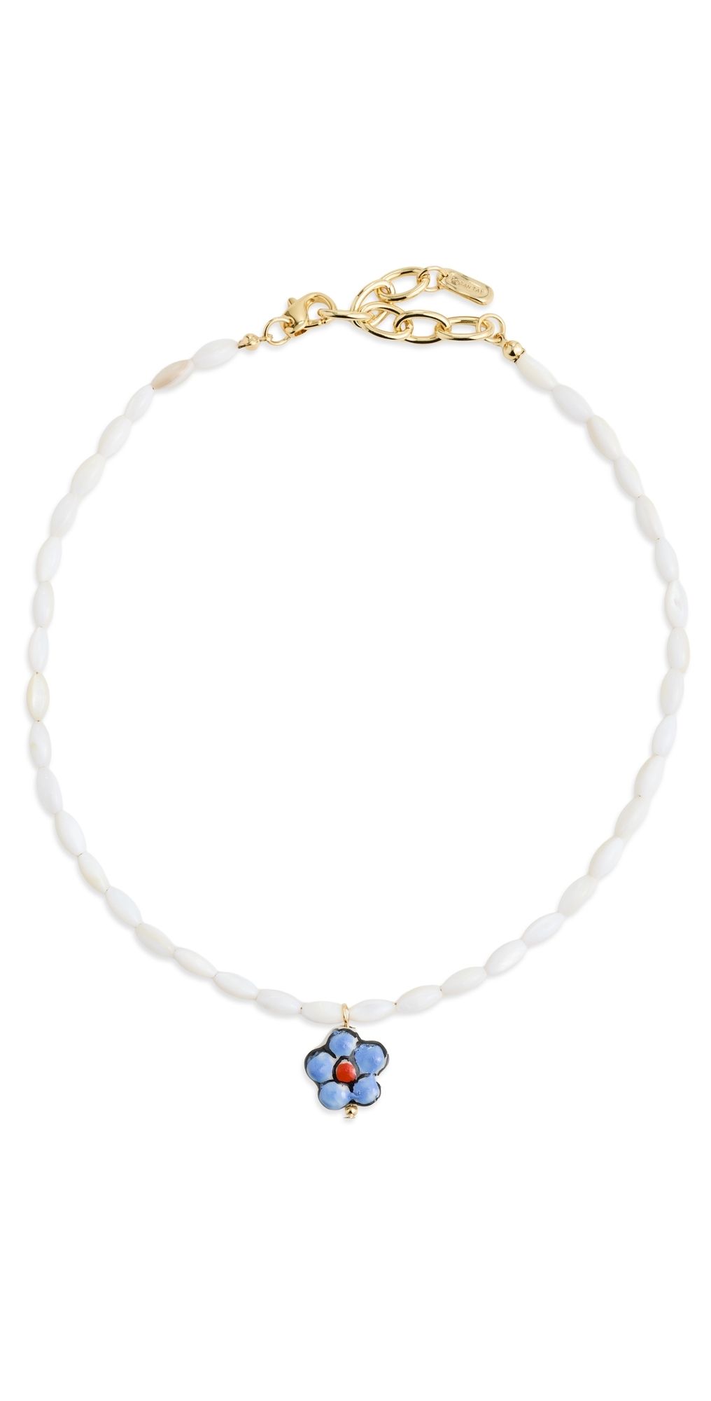 Logan Tay White Beaded Purple Flower Necklace White One Size