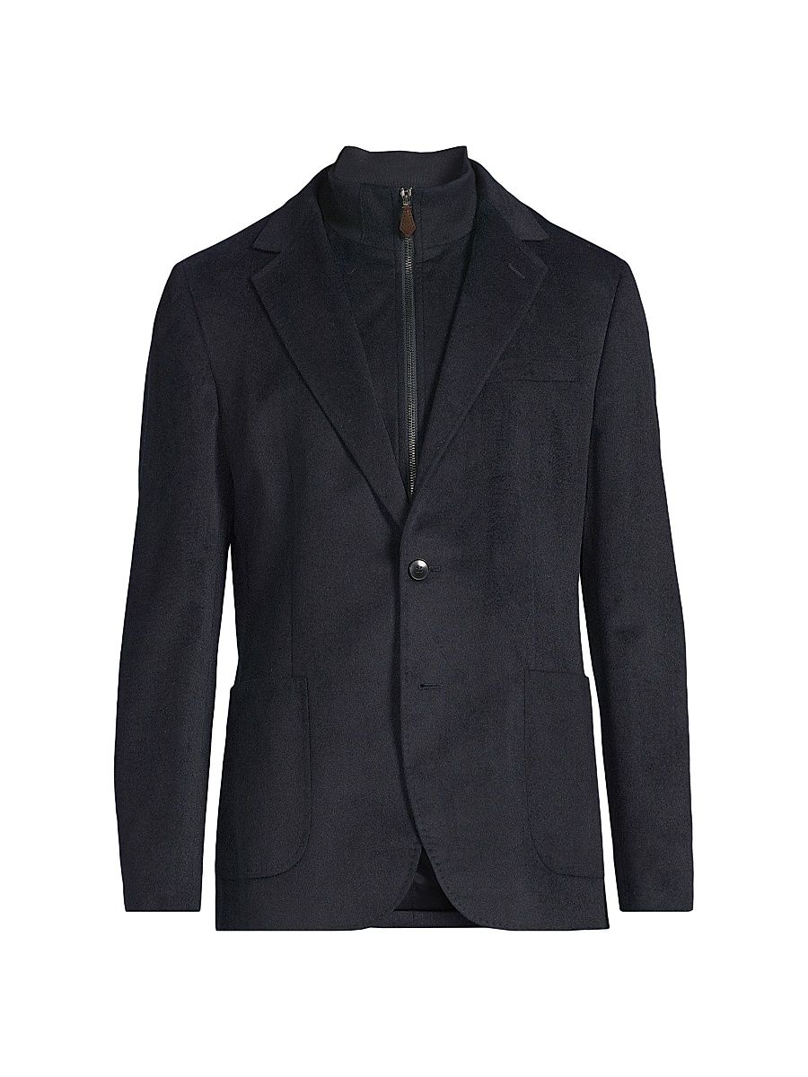 Men's Patch Faux Suede Sportcoat - Navy - Size 44