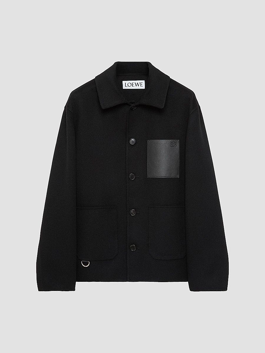 LOEWE Men's Wool-Cashmere Workwear Jacket - Black - Size 44