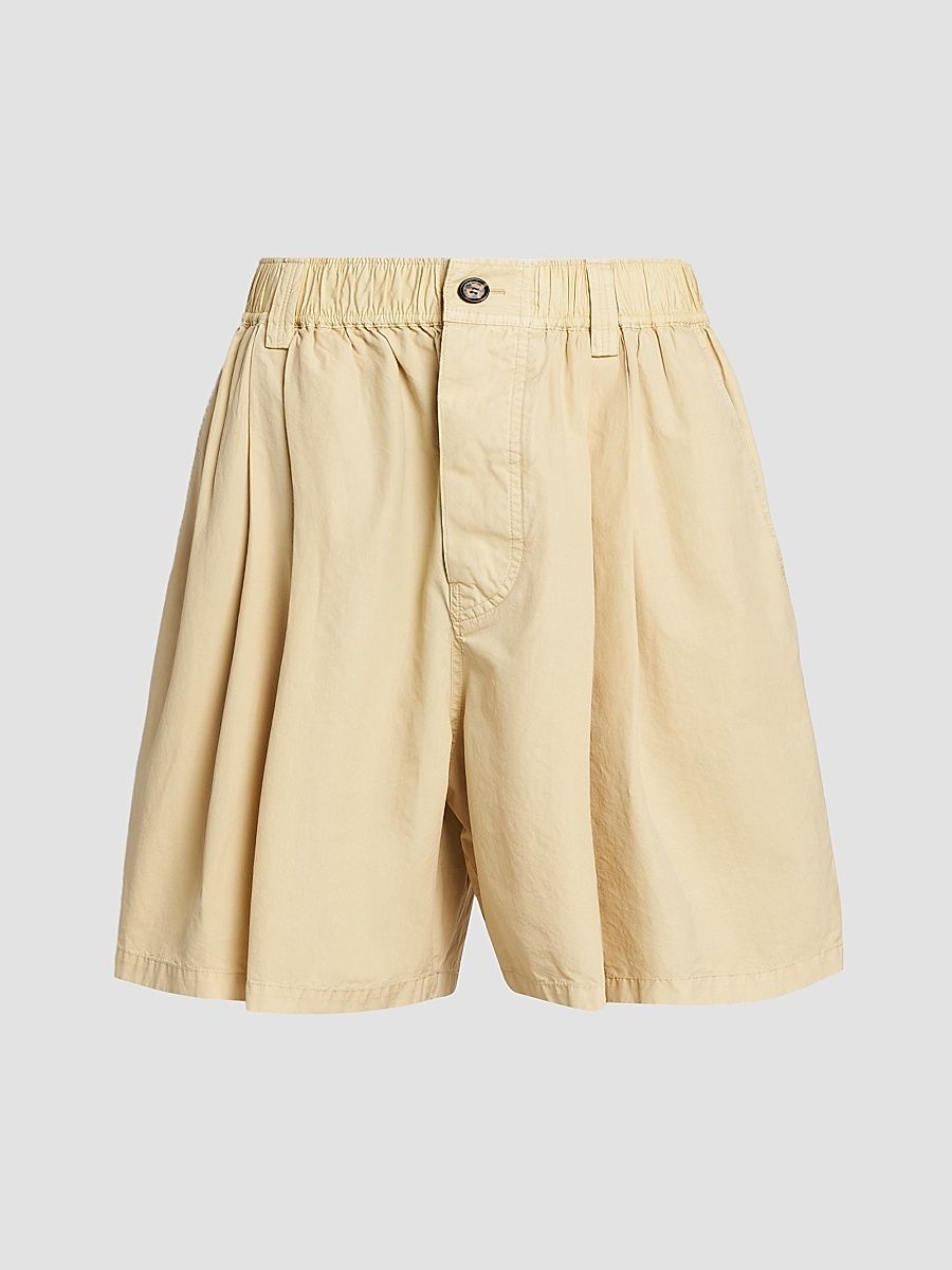 Men's Pleated Cotton Shorts - Corn - Size 36