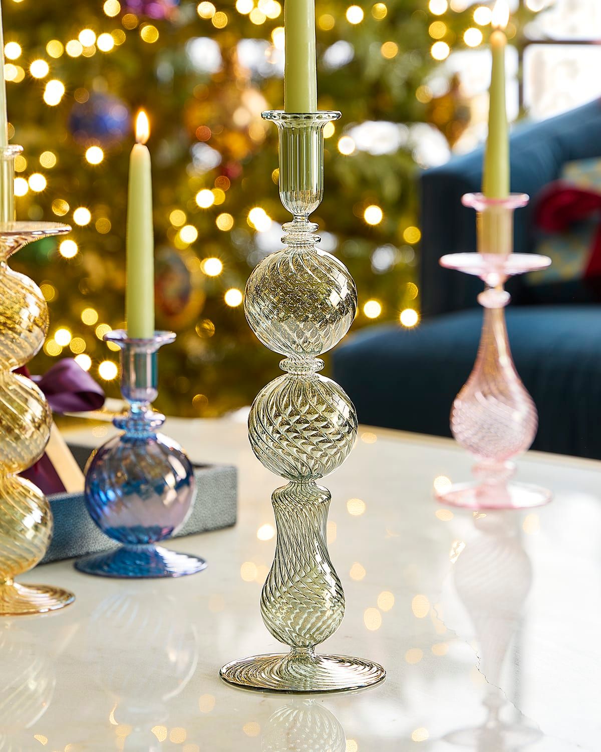 13.6" Green Candle Holder