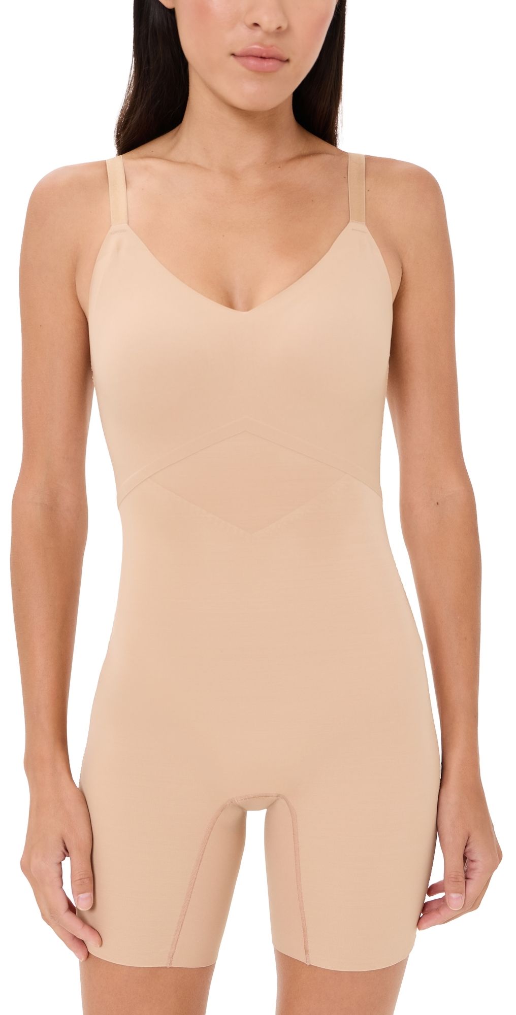 Honeylove Superpower Mid-Thigh Bodysuit Sand S