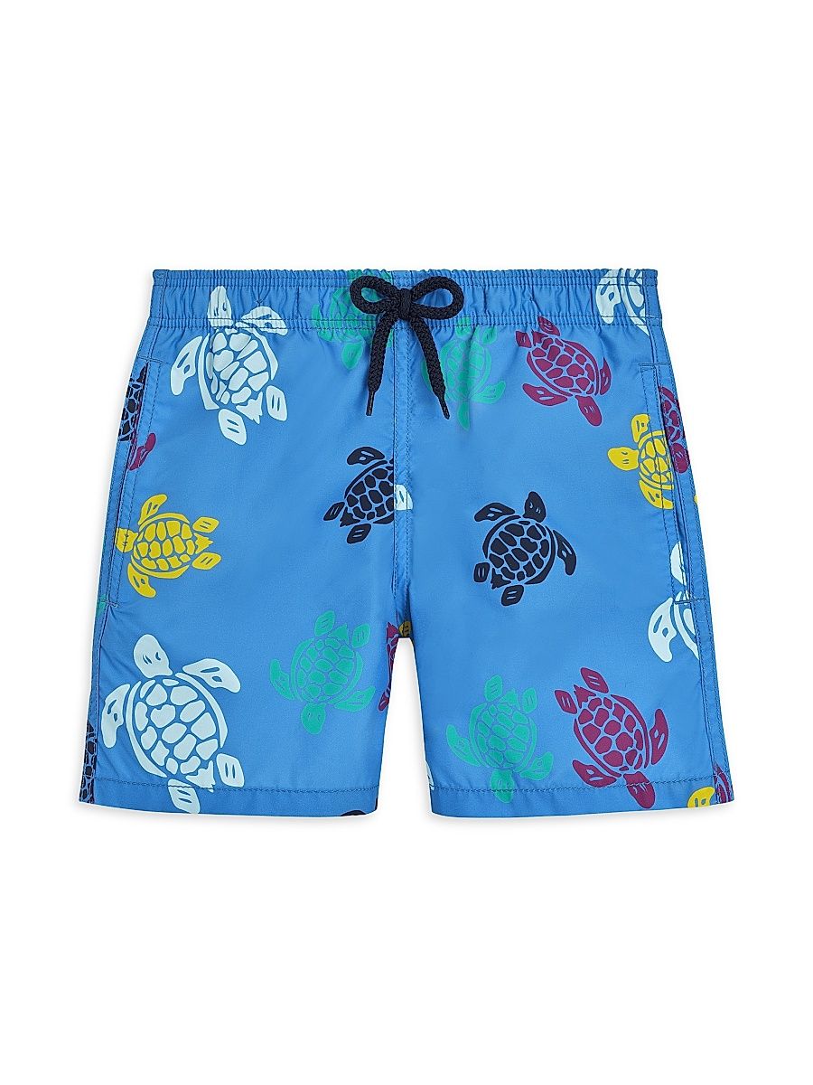 Little Boy's & Boy's Jim Turtle Print Swim Trunks - Faience - Size 12
