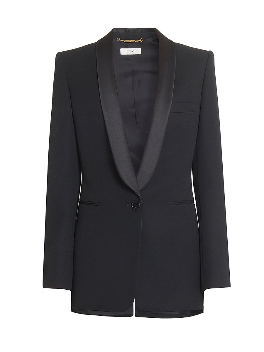Women's Wool Tux Jacket - Black - Size 8