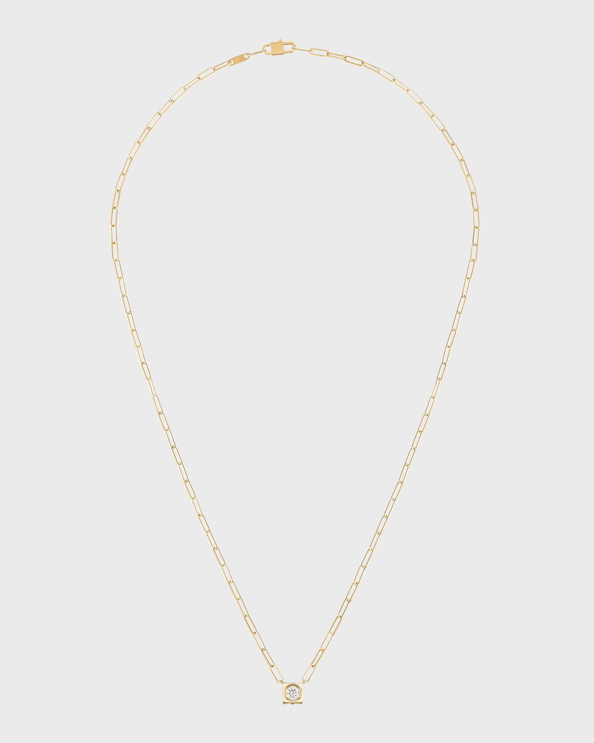 Yellow Gold Le Cube Large Diamond Pendant Necklace