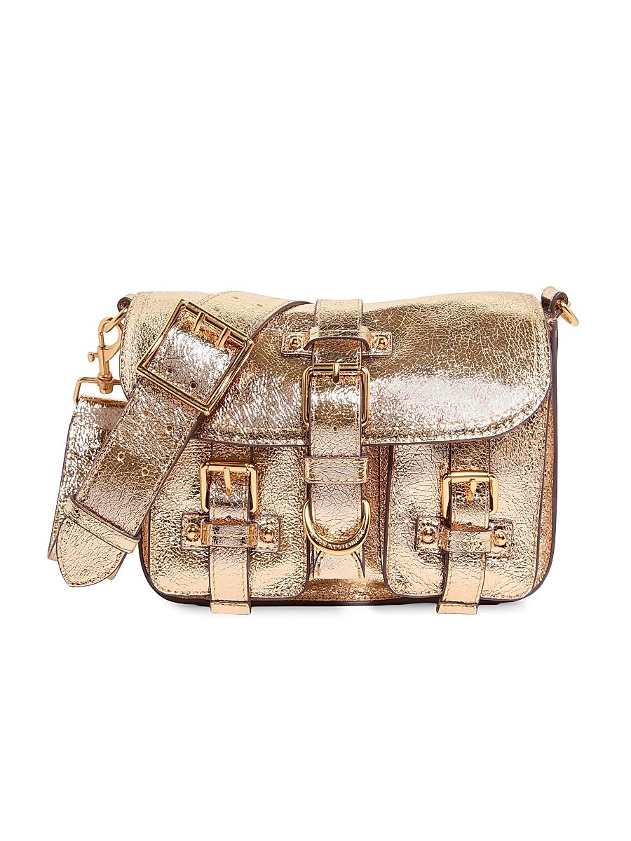 Women's Saddle-Up Leather Crossbody Bag - Crinkled Gold