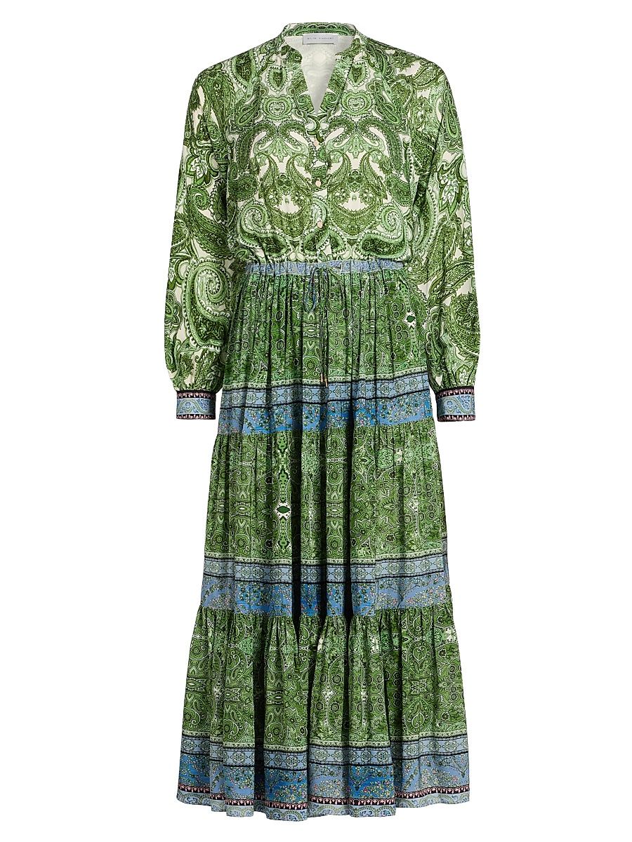 Women's Jana Regent Paisley Tiered Midi-Dress - Regent Paisley - Size XS