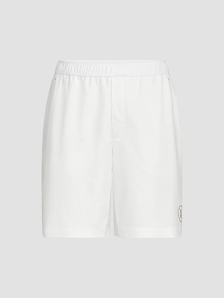 Men's Cotton Interlock Shorts with Logo - White - Size Medium