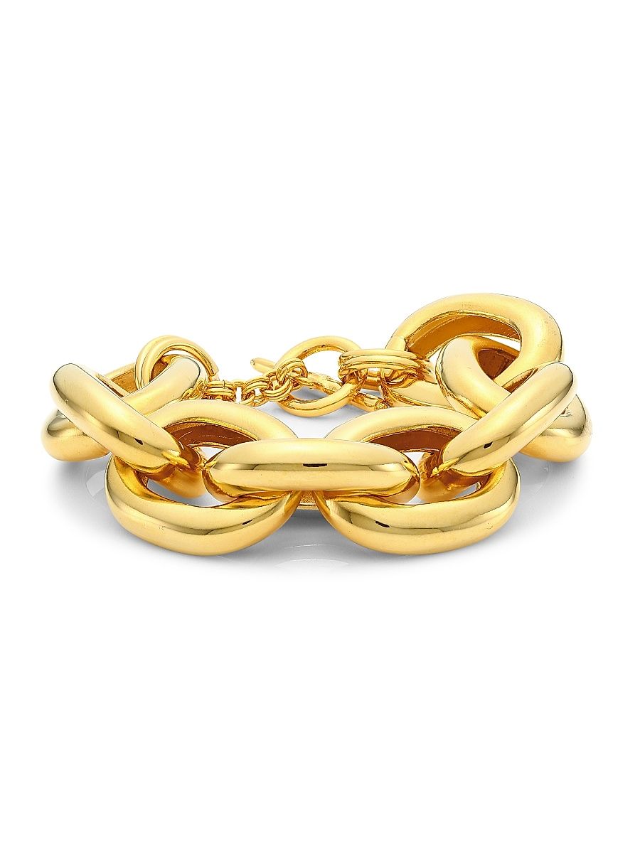 Women's Wide Chain Bracelet - Polished Gold