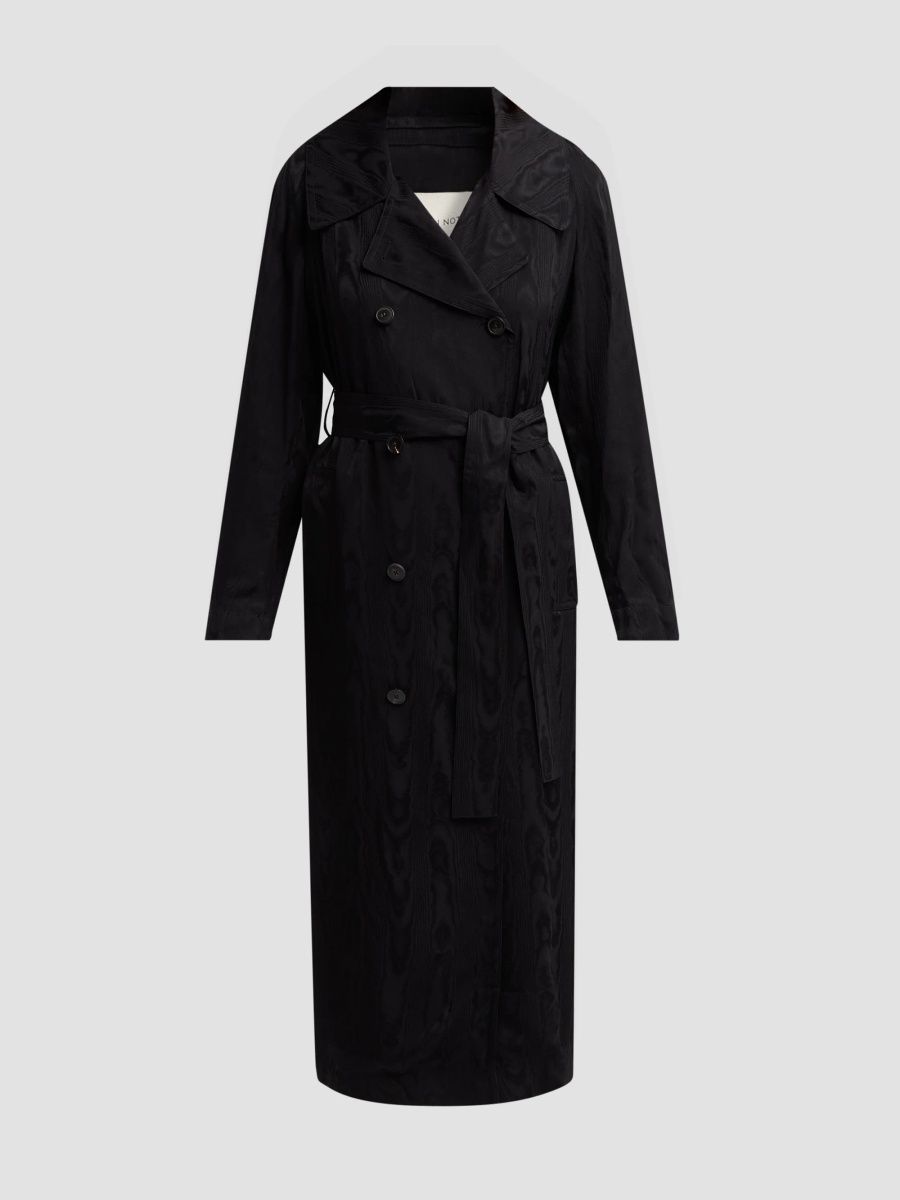 Dries Van Noten Women's Rolana Moiré Trench Coat - Black - Size 4