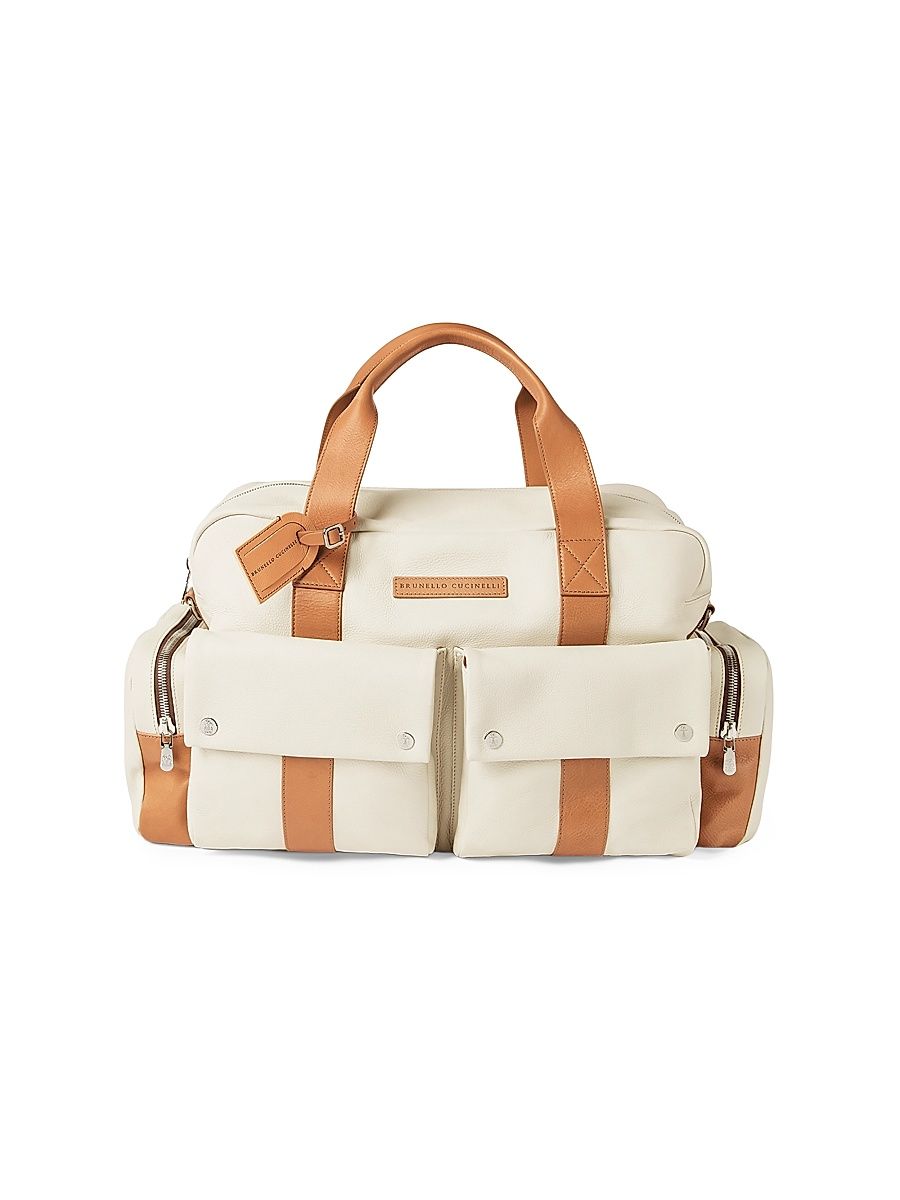 Men's Grained Calfskin Leisure Bag - Ivory