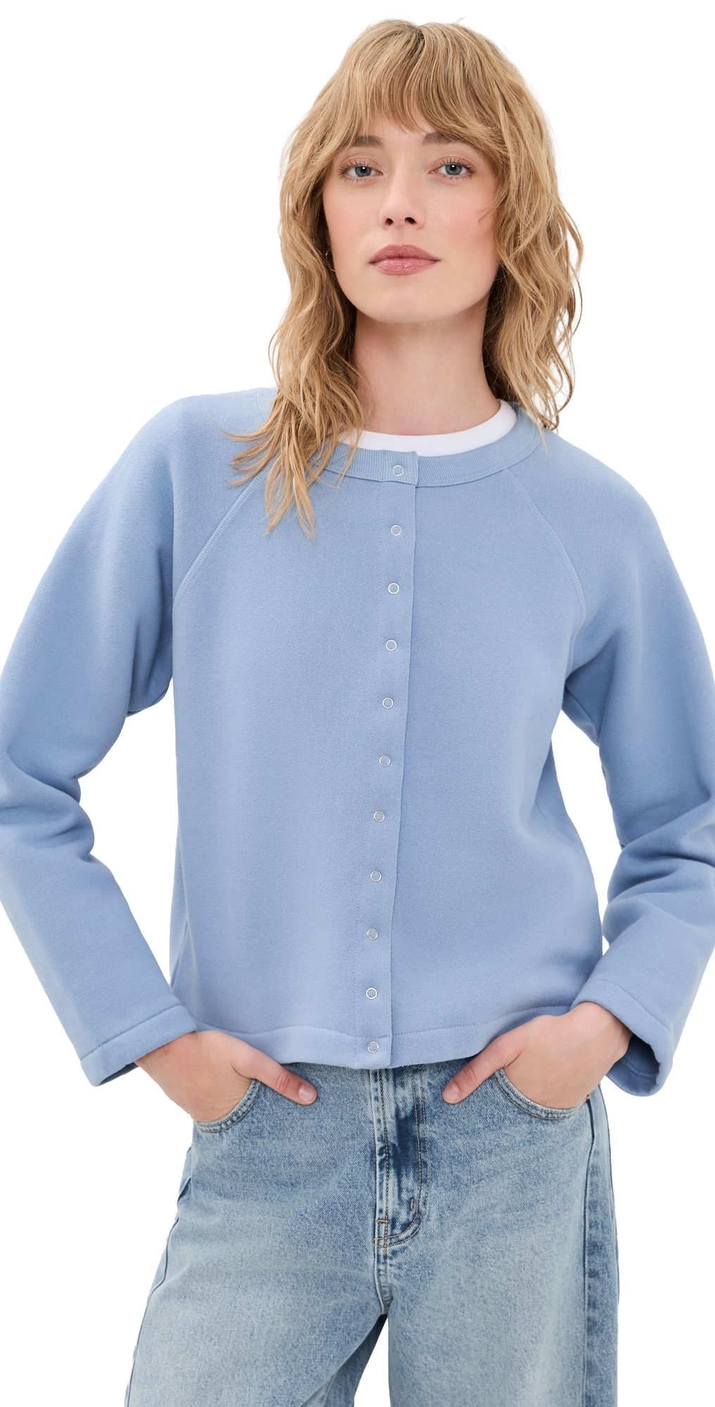 B Sides Snap Cardigan Alpine Blue S