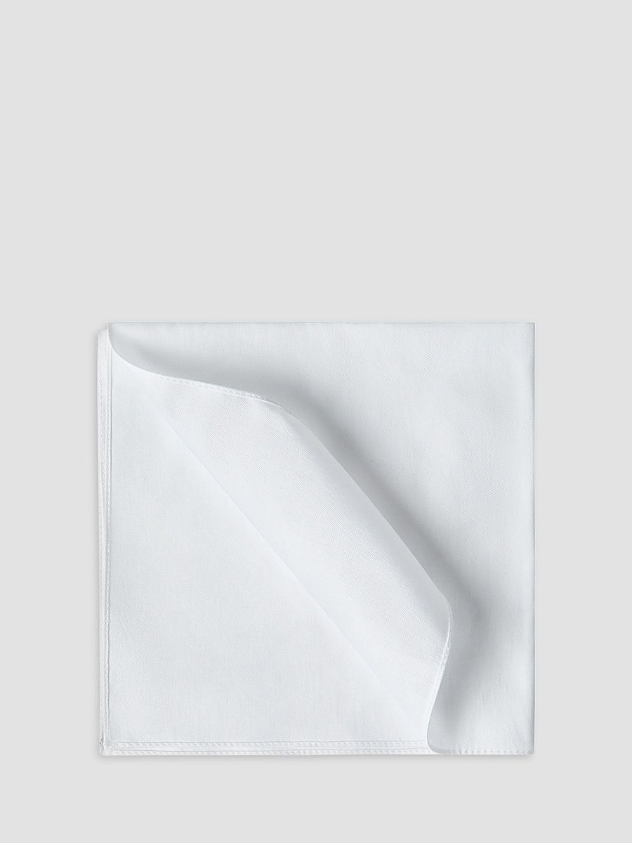 Men's Sea Island Cotton Twill Pocket Square for Tuxedo - White