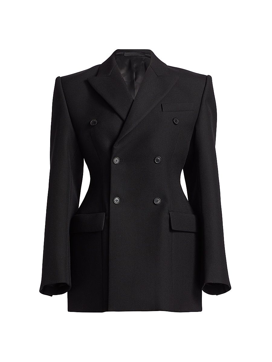 Women's Double-Breasted Contour Blazer - Black - Size Medium