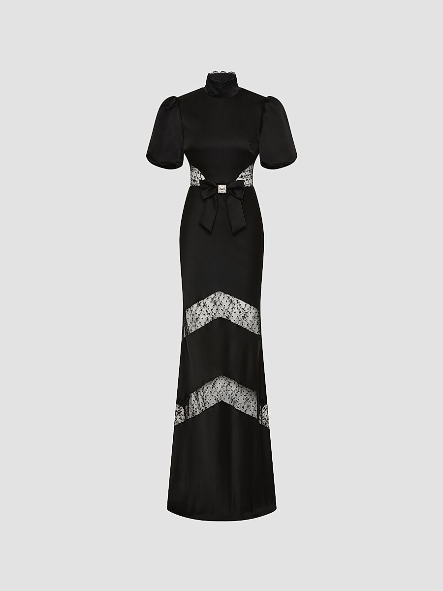 Women's Noire Lace Column Gown - Black - Size 10