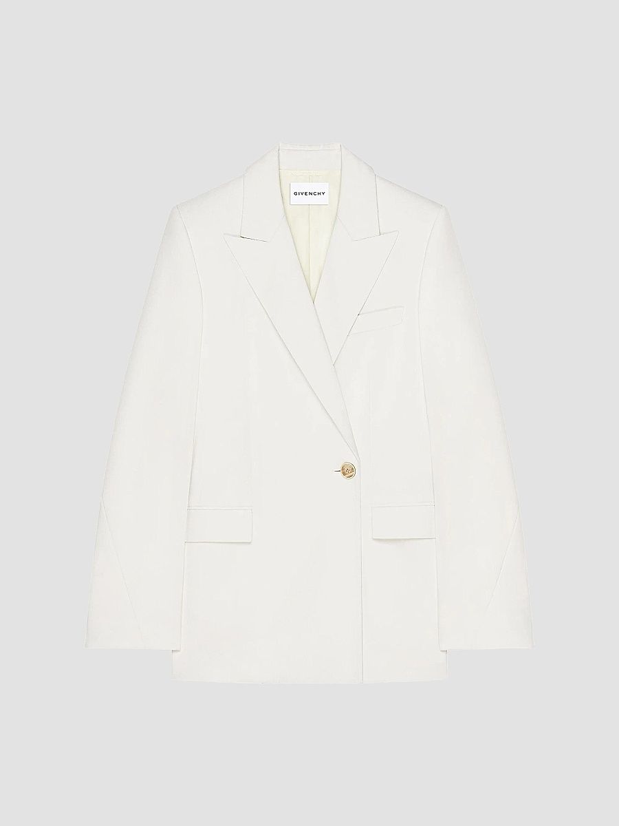 Givenchy Women's Double-Breasted Cocoon Blazer in Wool and Mohair - White - Size 6