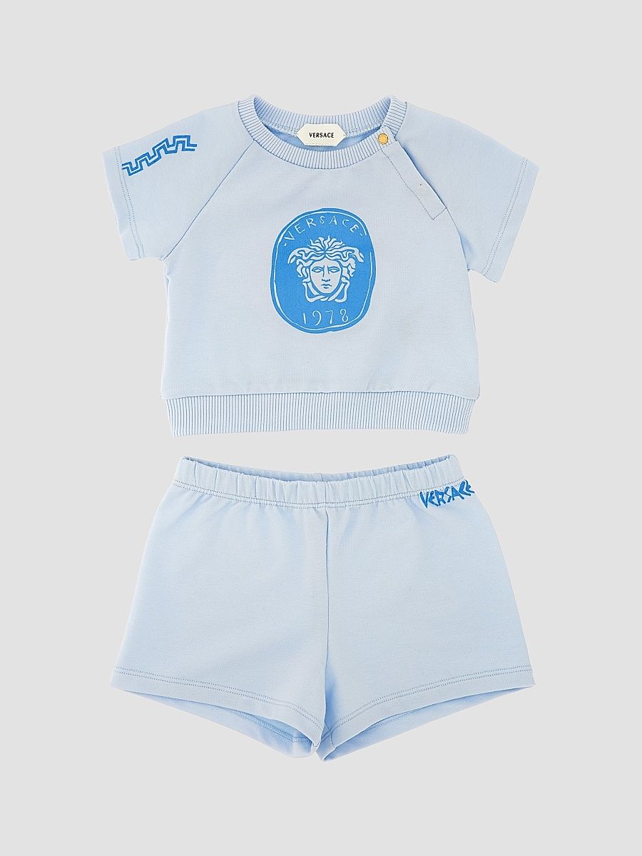 Baby Boy's Medusa Greek Sweatshirt & Shorts Set - Blue - Size 9 Months