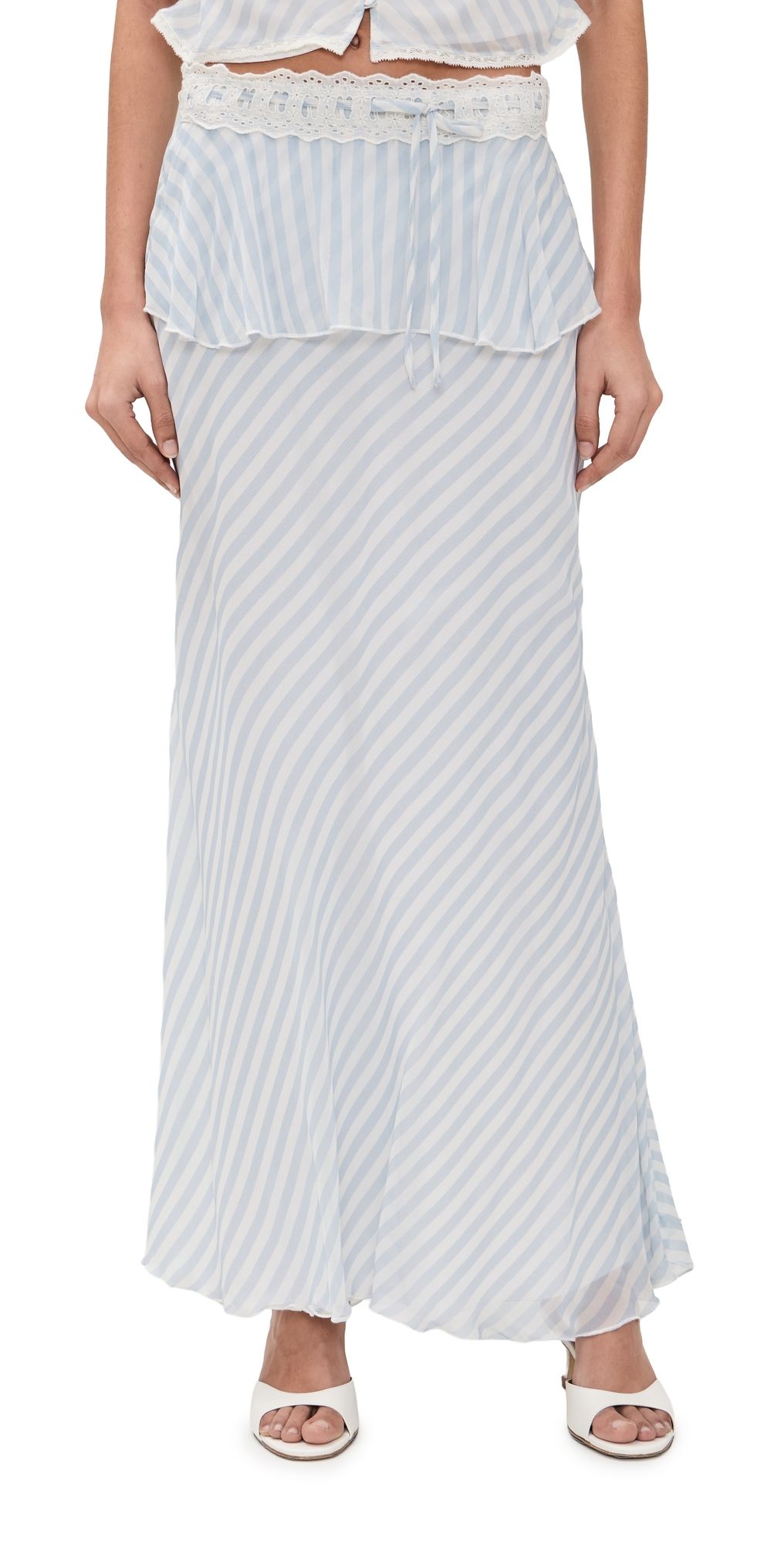 LoveShackFancy Sylette Maxi Skirt Lariat Blue 0