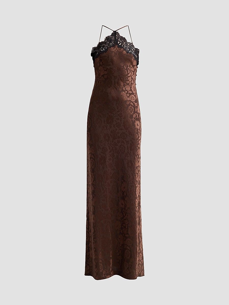 Veronica Beard Women's Rue Jacquard-Lace Maxi Dress - Espresso - Size 16