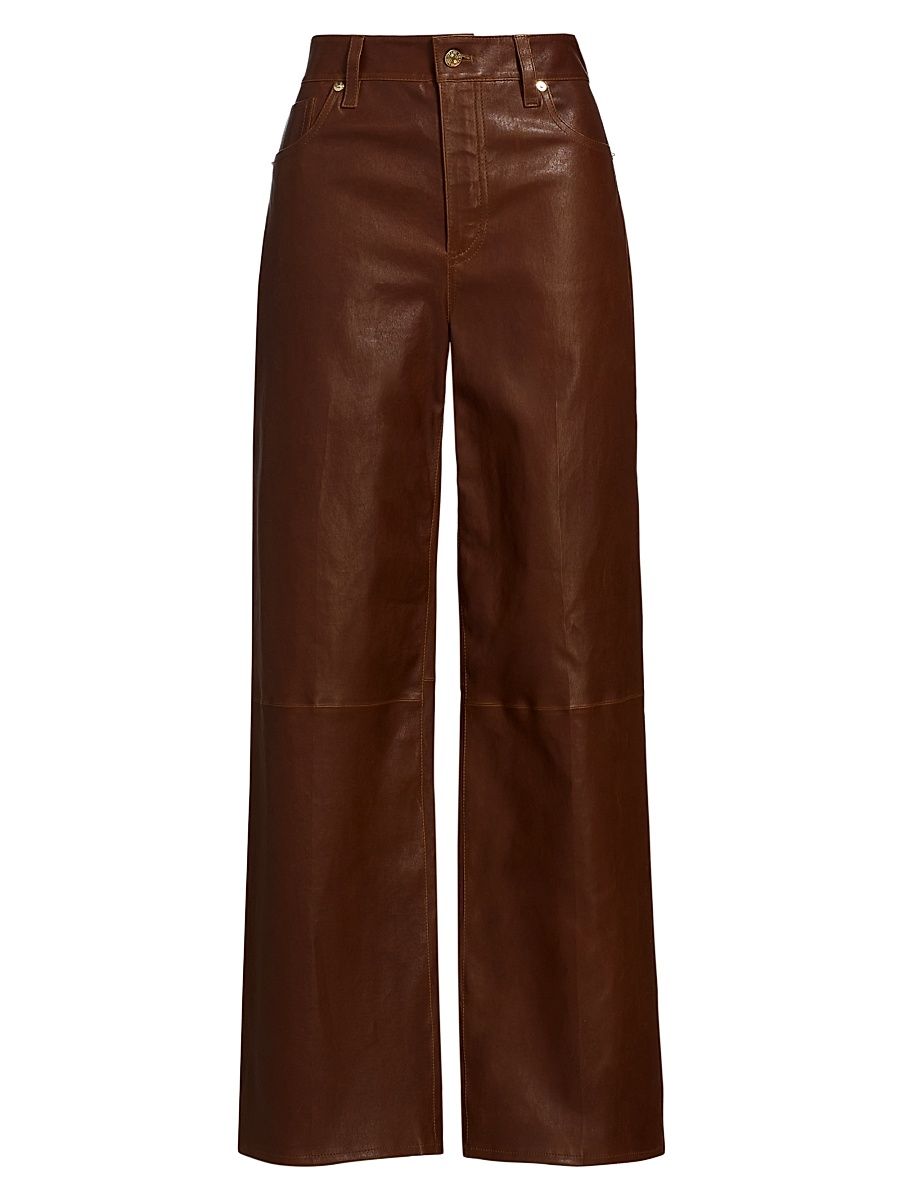 Women's Le Slim Leather Palazzo Pants - Cedar - Size 29