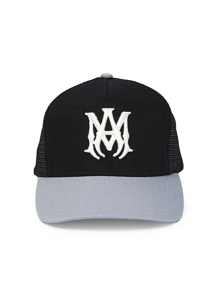 Men's Logo-Embroidered Trucker Hat - Black