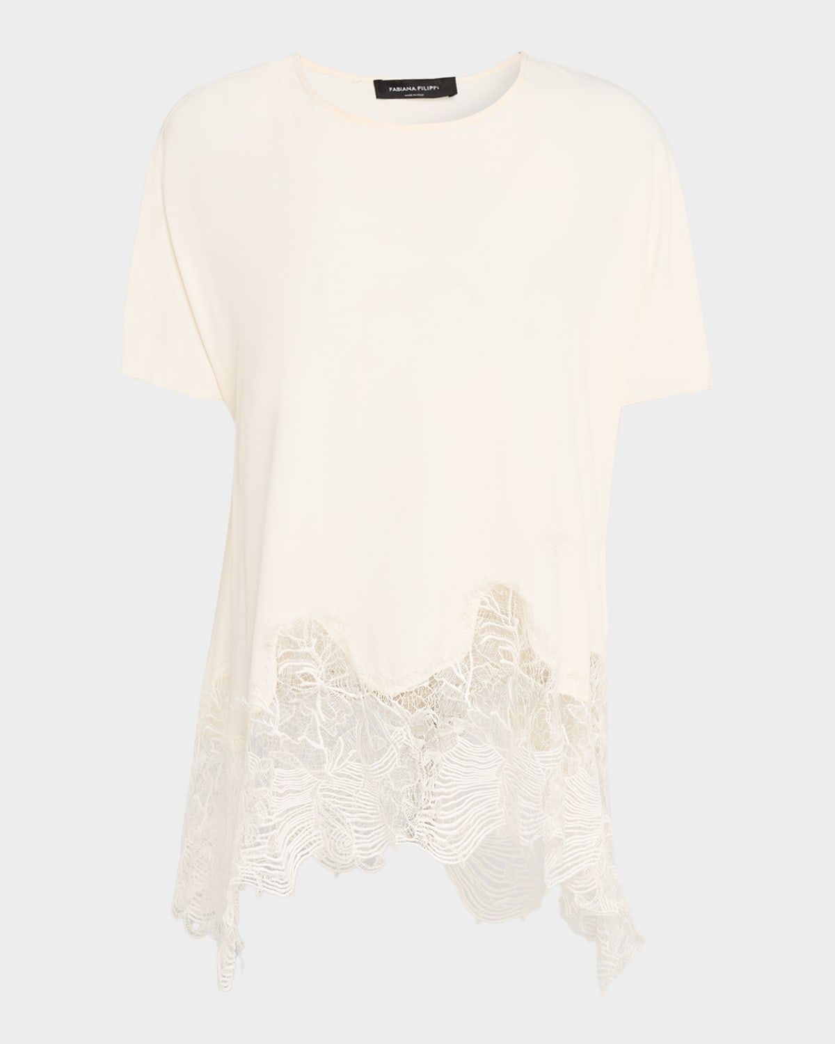 Lace-Hem Crepe De Chine Top