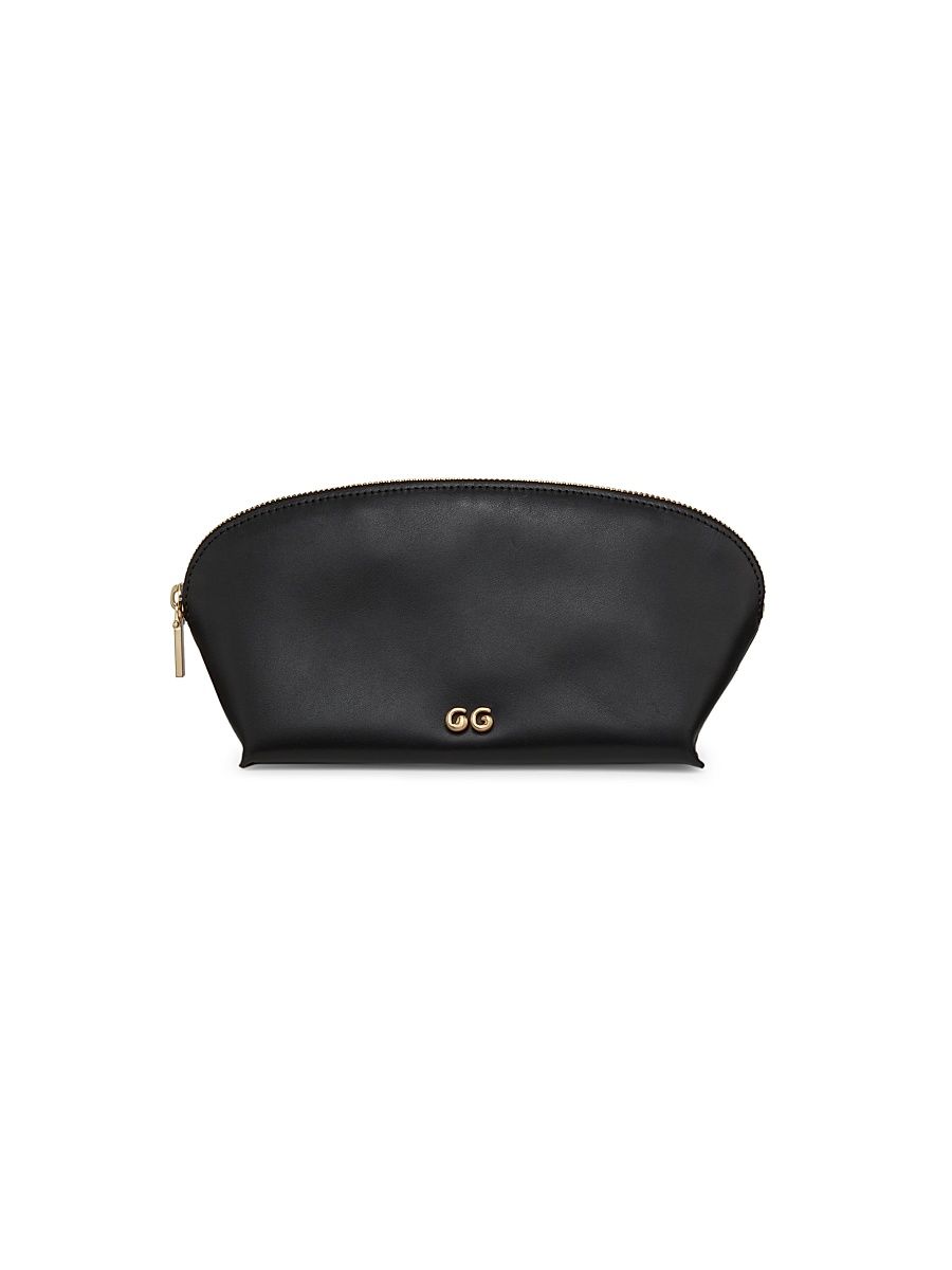 Large Alba Leather Cosmetic Case - Black