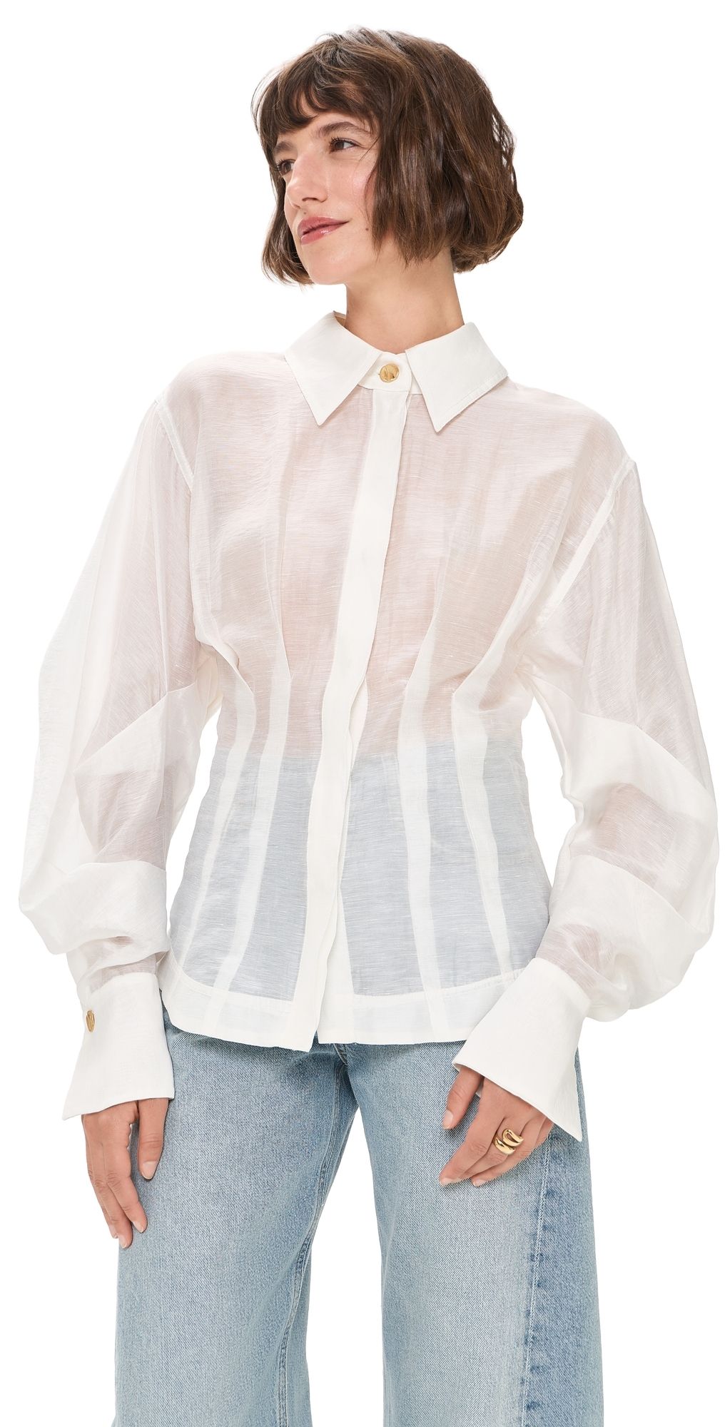 Aje Murphie Button Down Shirt Ivory 4