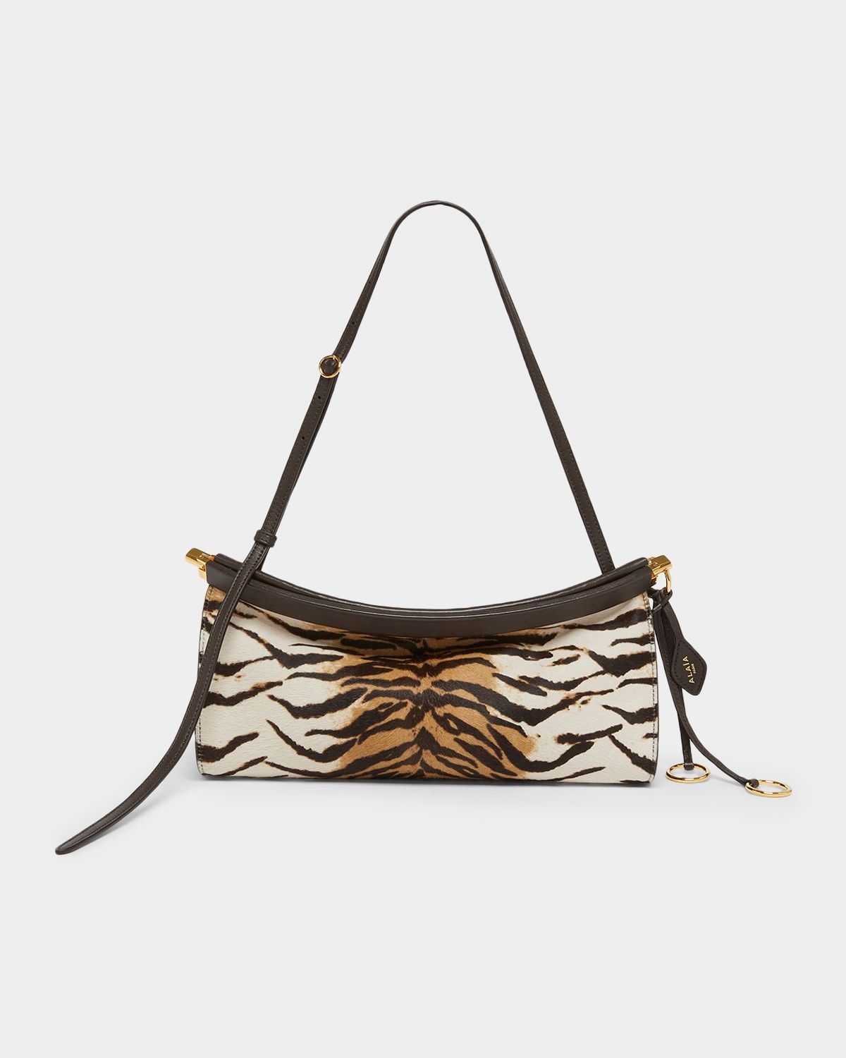 Le Click Tiger-Print Calf Hair East-West Shoulder Bag