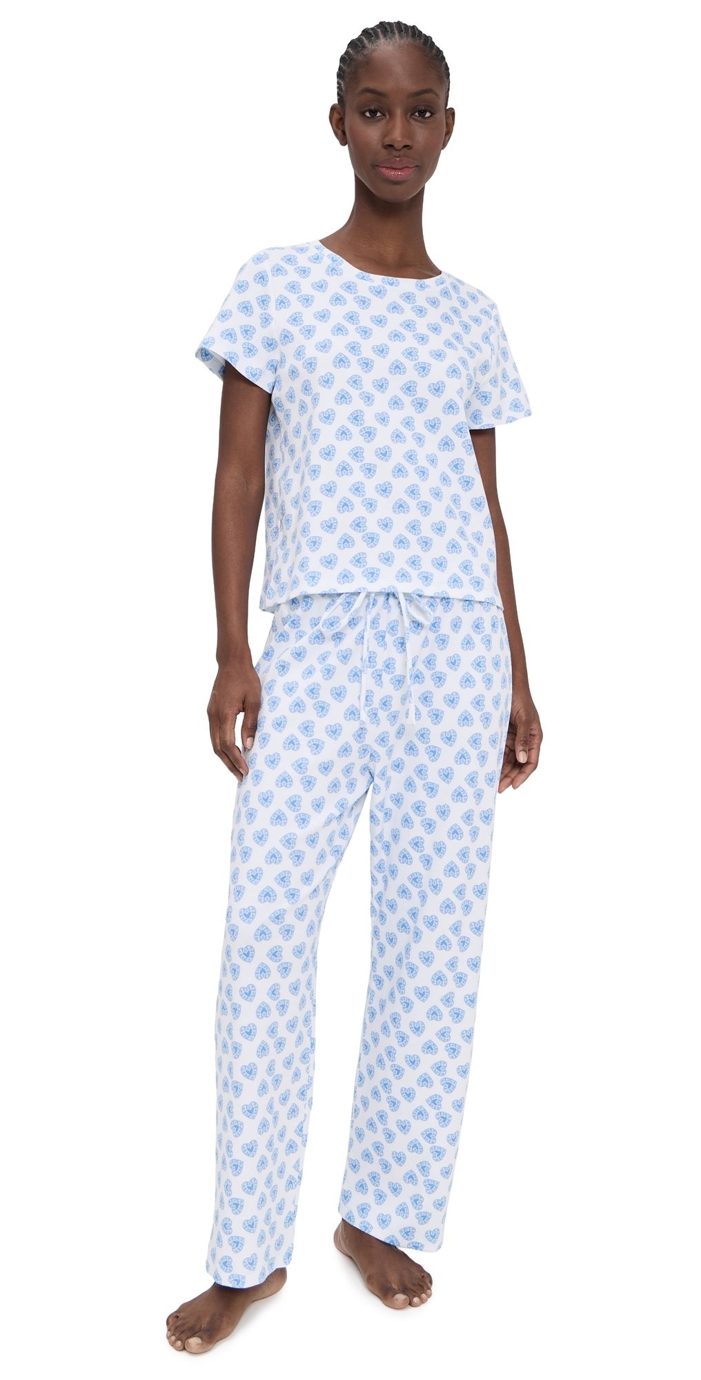 Hill House Home The Kelly Pajama Set Doily Heart/Blue XXXS
